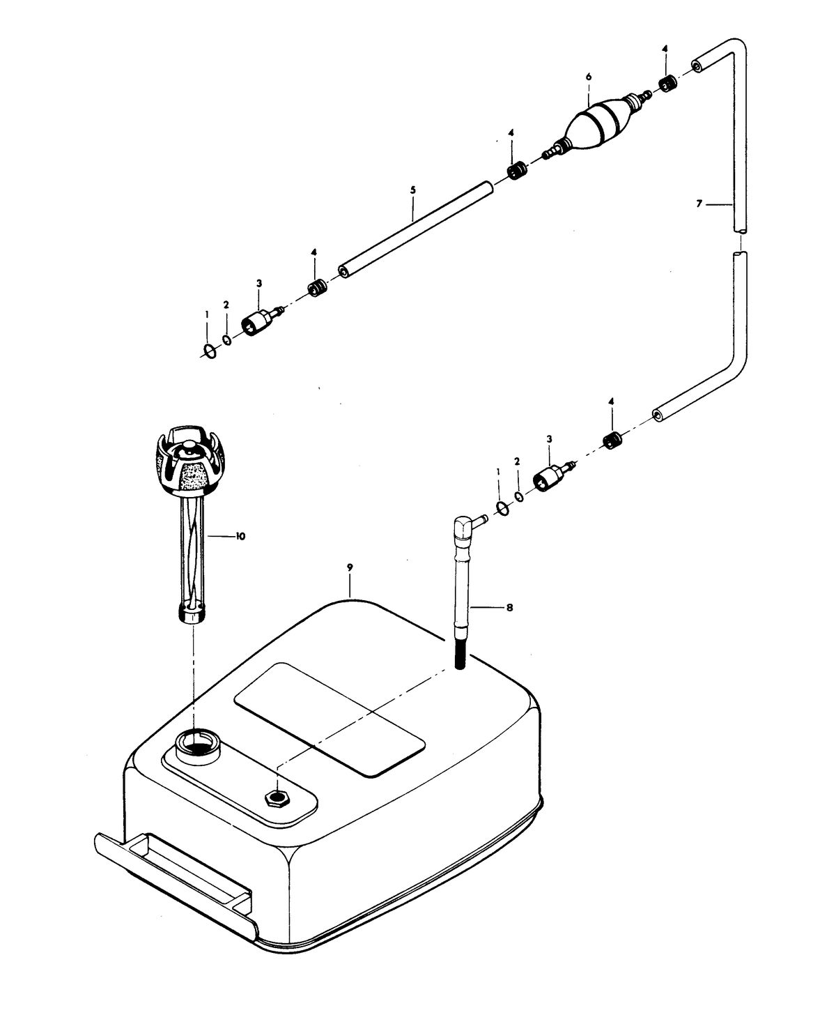 CHRYSLER 7.5 H.P. SAILOR FUEL TANK AND LINE