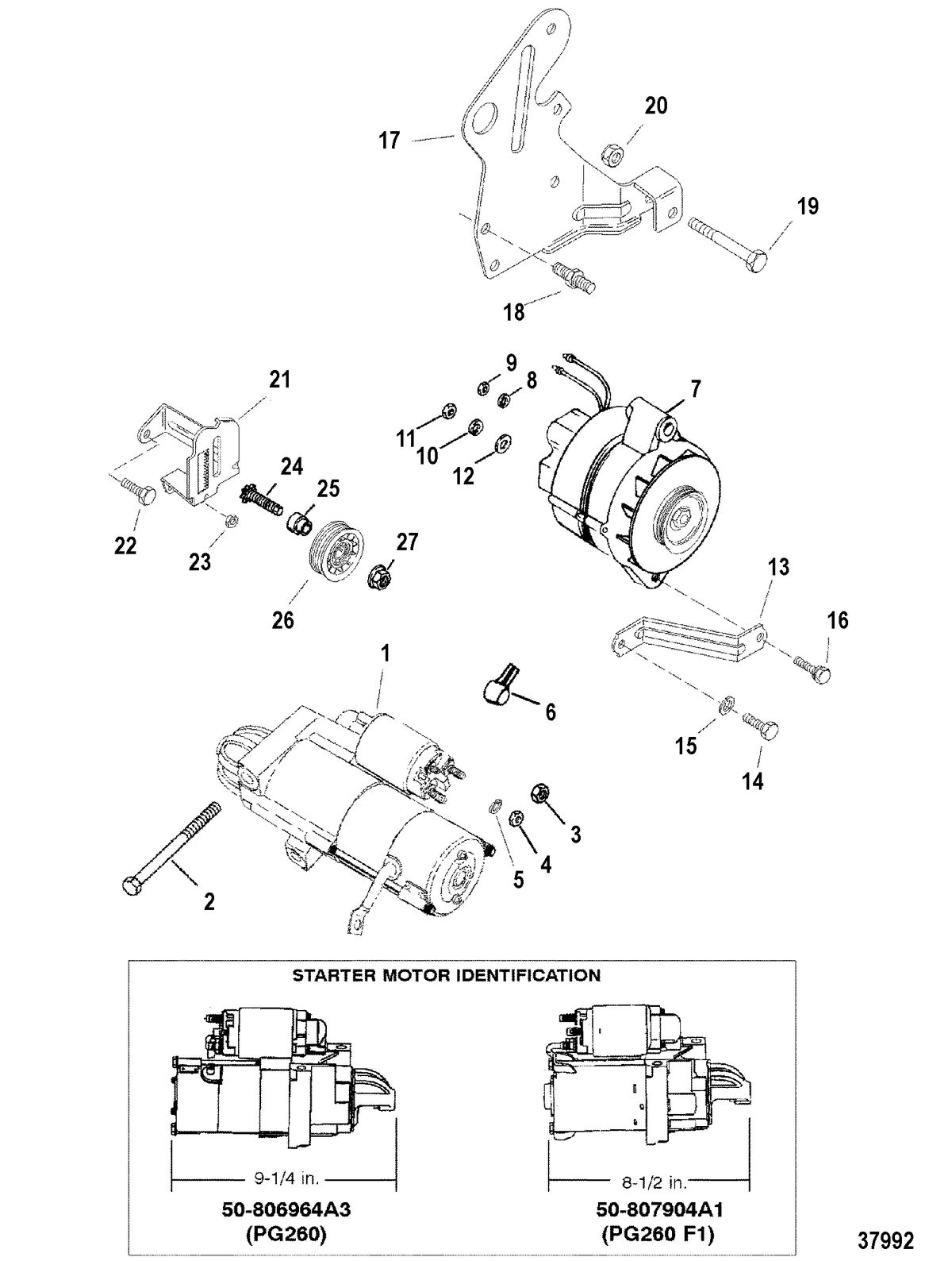 MERCRUISER 4.3 LX/LXH ALPHA AND BRAVO (GEN +) STARTER MOTOR AND ALTERNATOR