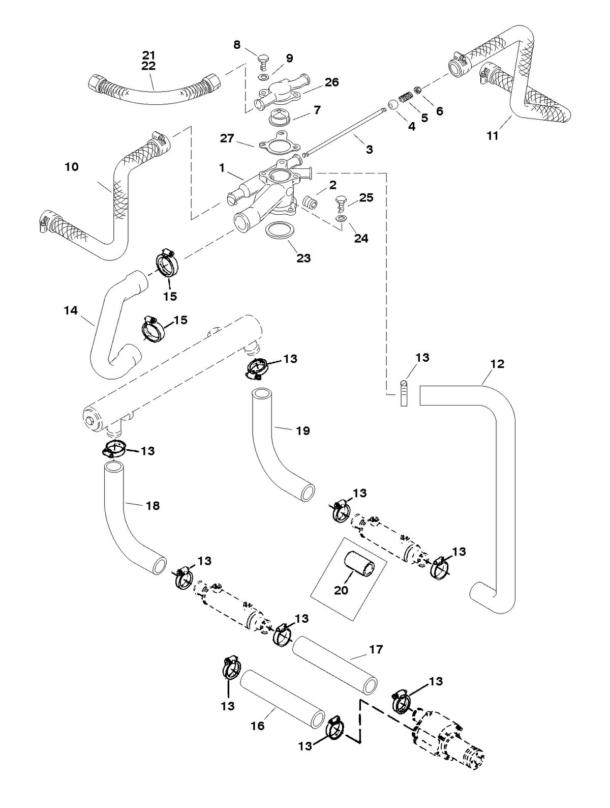 MERCRUISER 600SC GEN IV & V ENGINE THERMOSTAT HOUSING