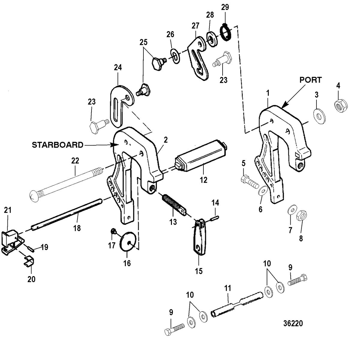 SEARS 25 HP (1998) SEARS Clamp Brackets