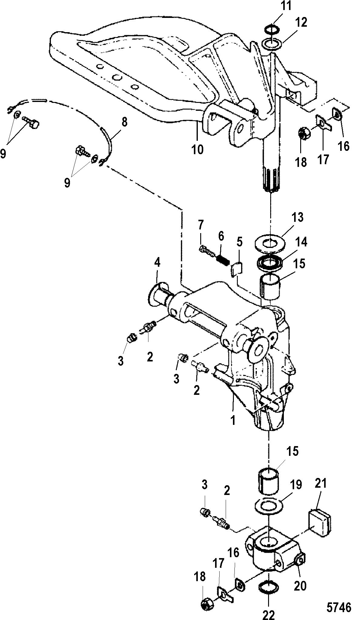 MERCURY/MARINER 25/30HP (2 CYL/430CC) INTERNATIONAL Swivel Bracket