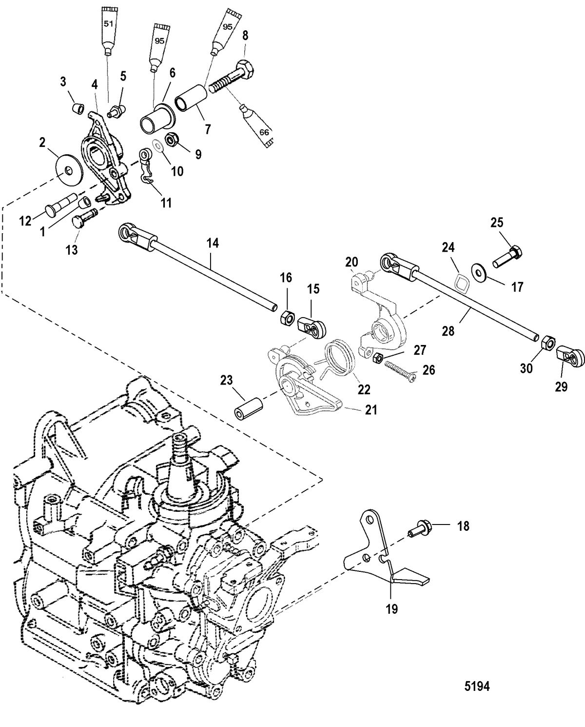 MERCURY/MARINER 30/40 (2 CYLINDER) 2-STROKE Throttle Linkage