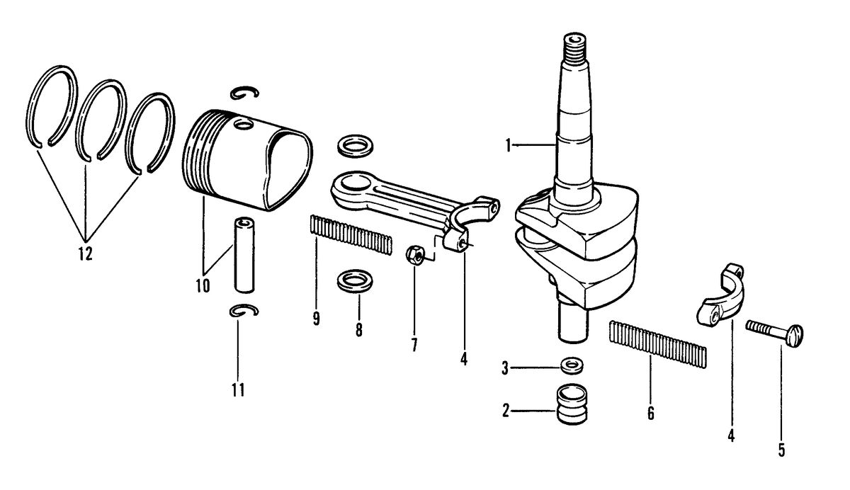 MERCURY MERC 3.5 H.P. CRANKSHAFT, PISTON AND CONNECTING ROD