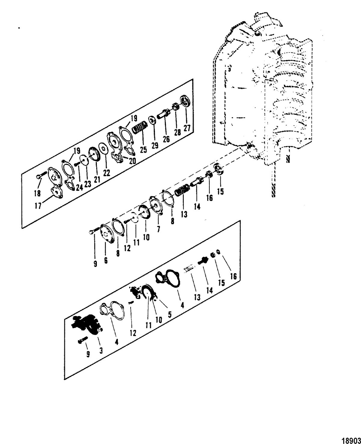 MERCURY/MARINER 200 H.P. (V-6) (1978-1988 COMBINED BOOKS) Relief Valve System