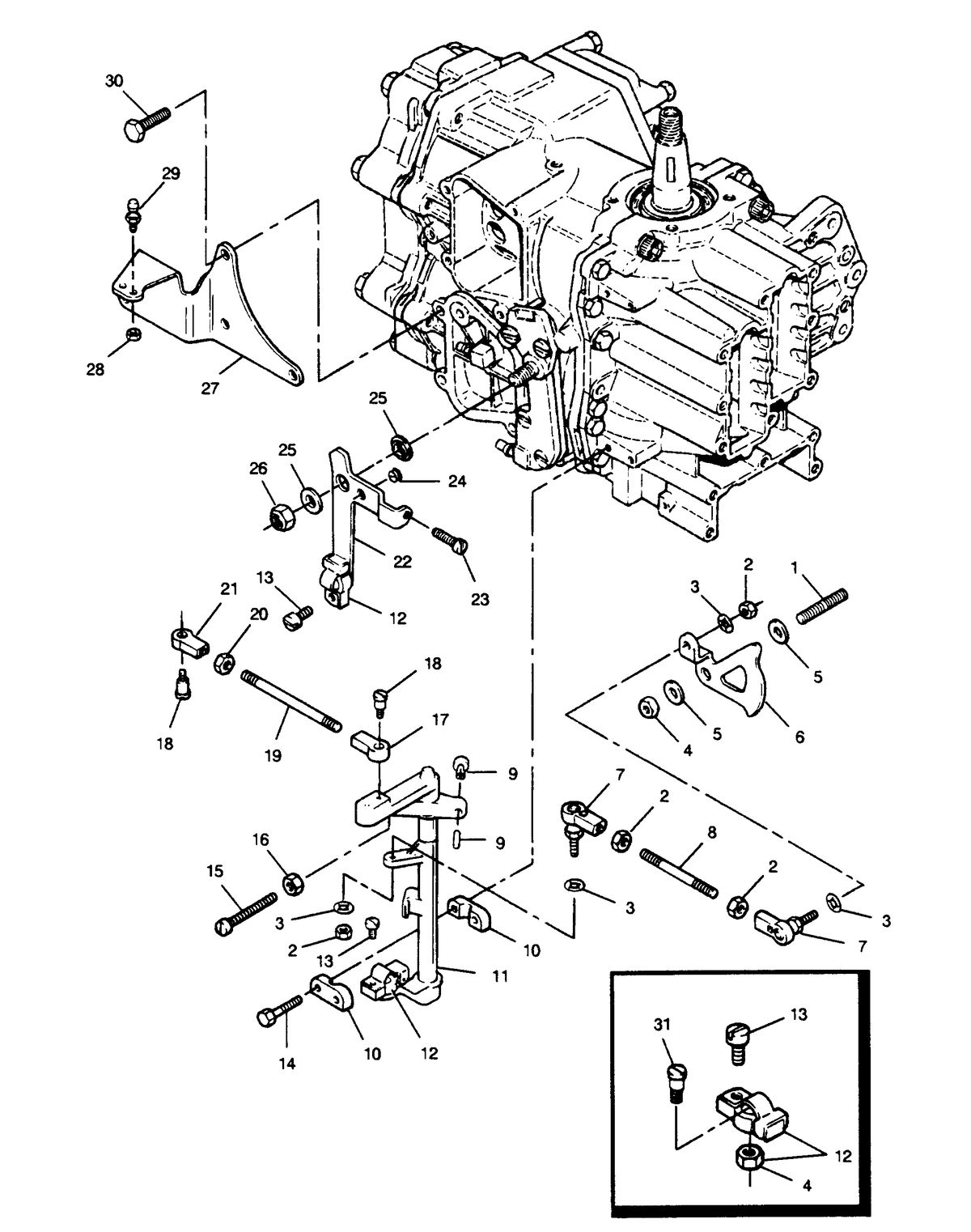 FORCE FORCE 1990 50 H.P. "B" MODELS SHIFT AND THROTTLE LINKAGE