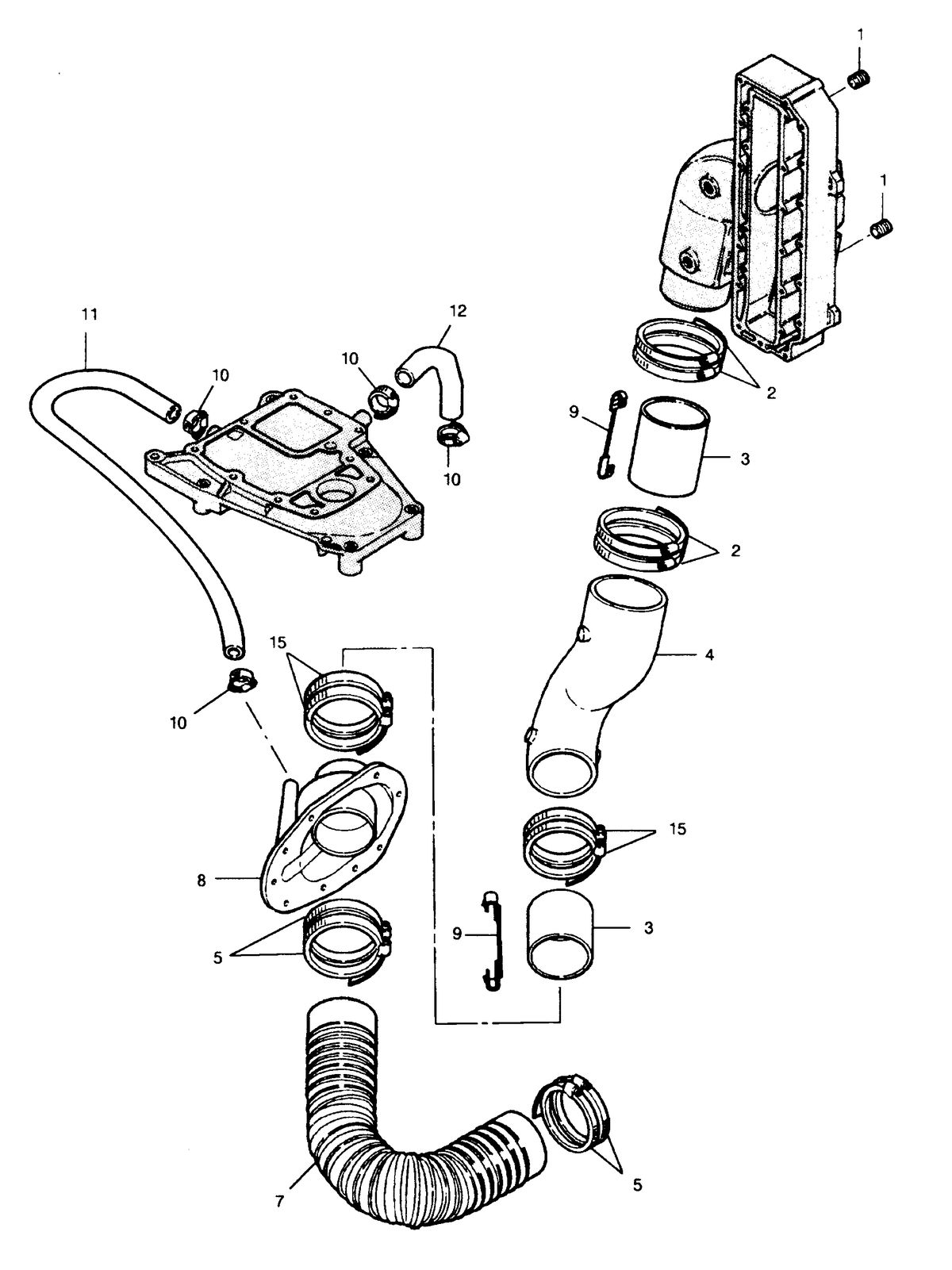 FORCE FORCE 120 H.P. "L" - DRIVE "B" MODELS EXHAUST SYSTEM