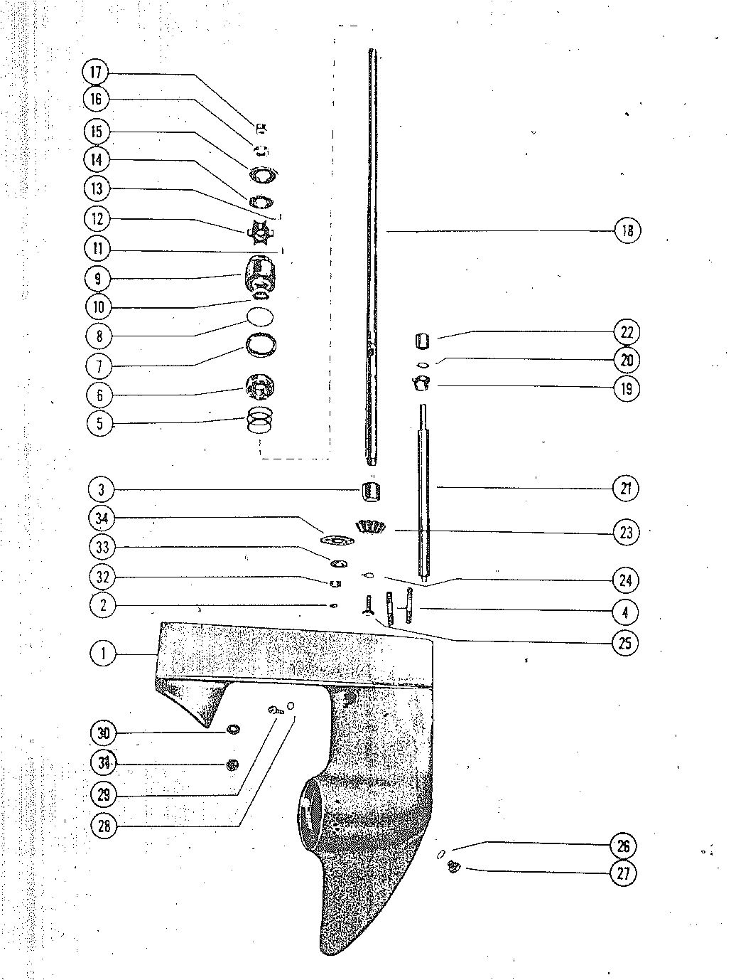MARK KH7, MARK 15, MARK 20 GEAR HOUSING AND DRIVE SHAFT