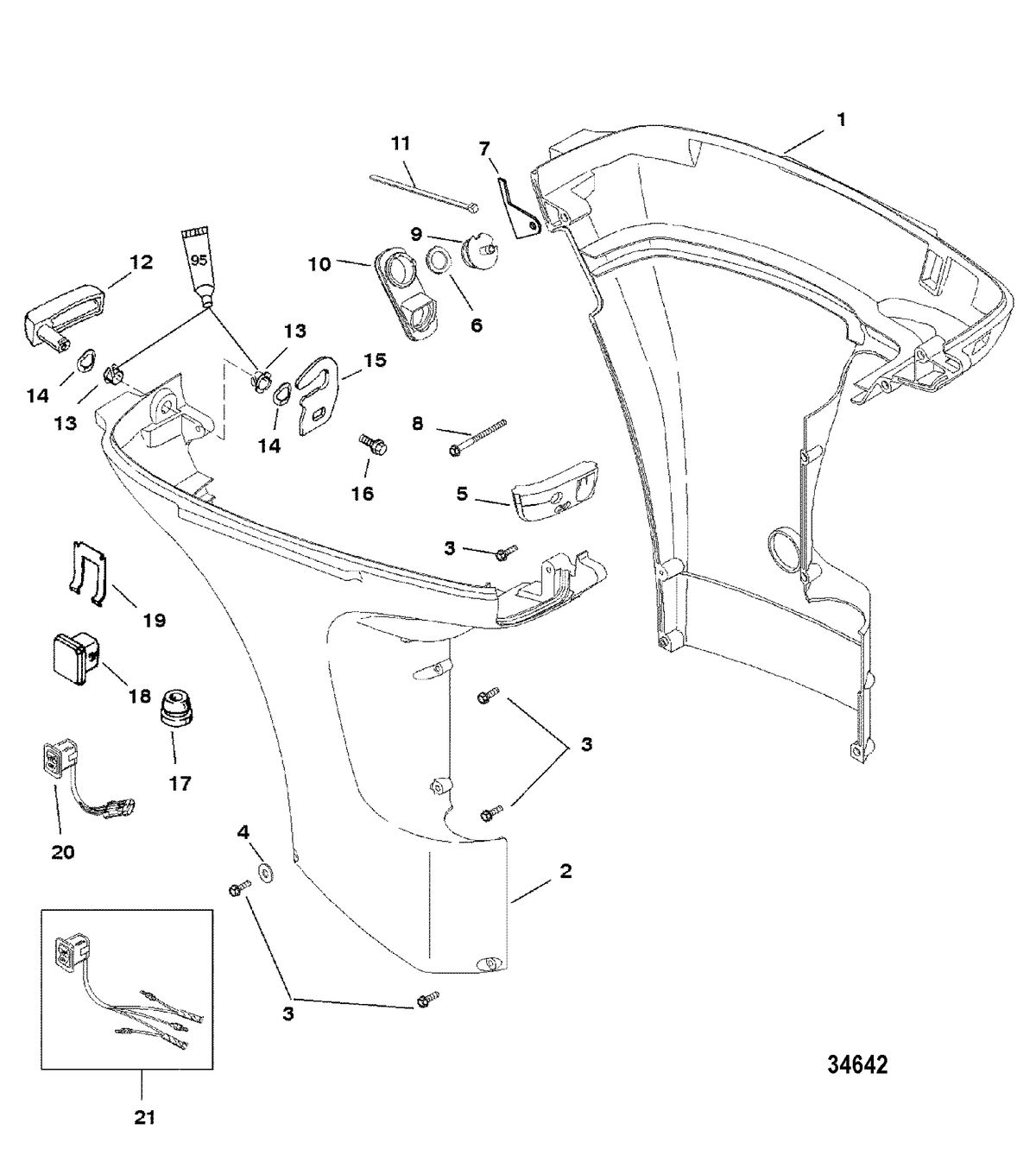 MERCURY/MARINER 25 (4-STROKE) Bottom Cowl
