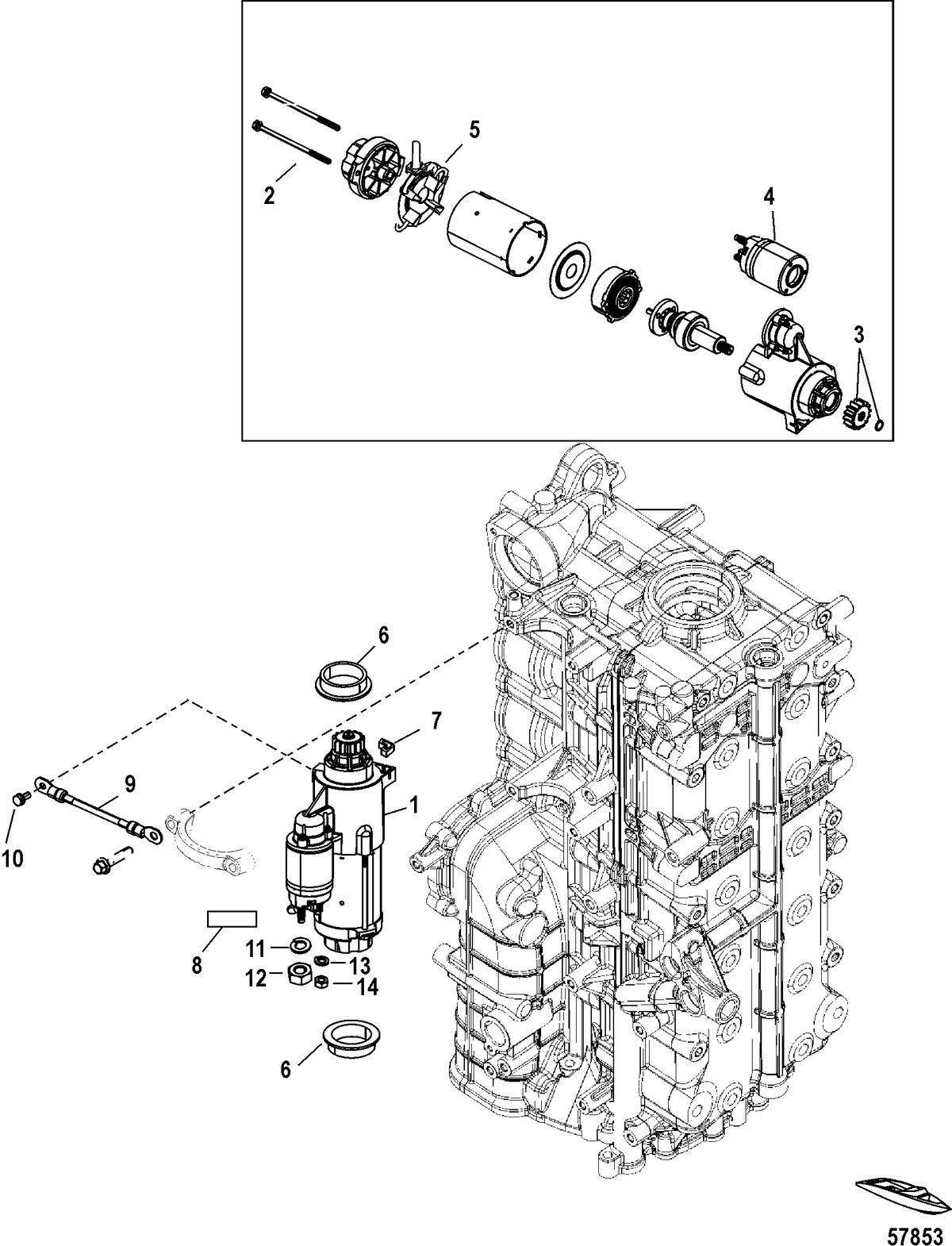 MERCURY/MARINER 350/350 PRO/400R VERADO (4-STROKE)(6 CYLINDER) Starter Motor