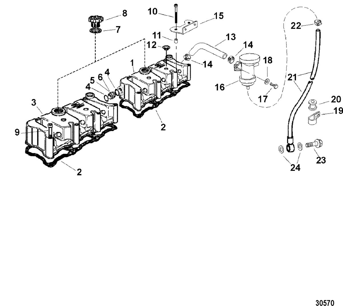 MERCRUISER D4.2L/200-LD ROCKER COVER