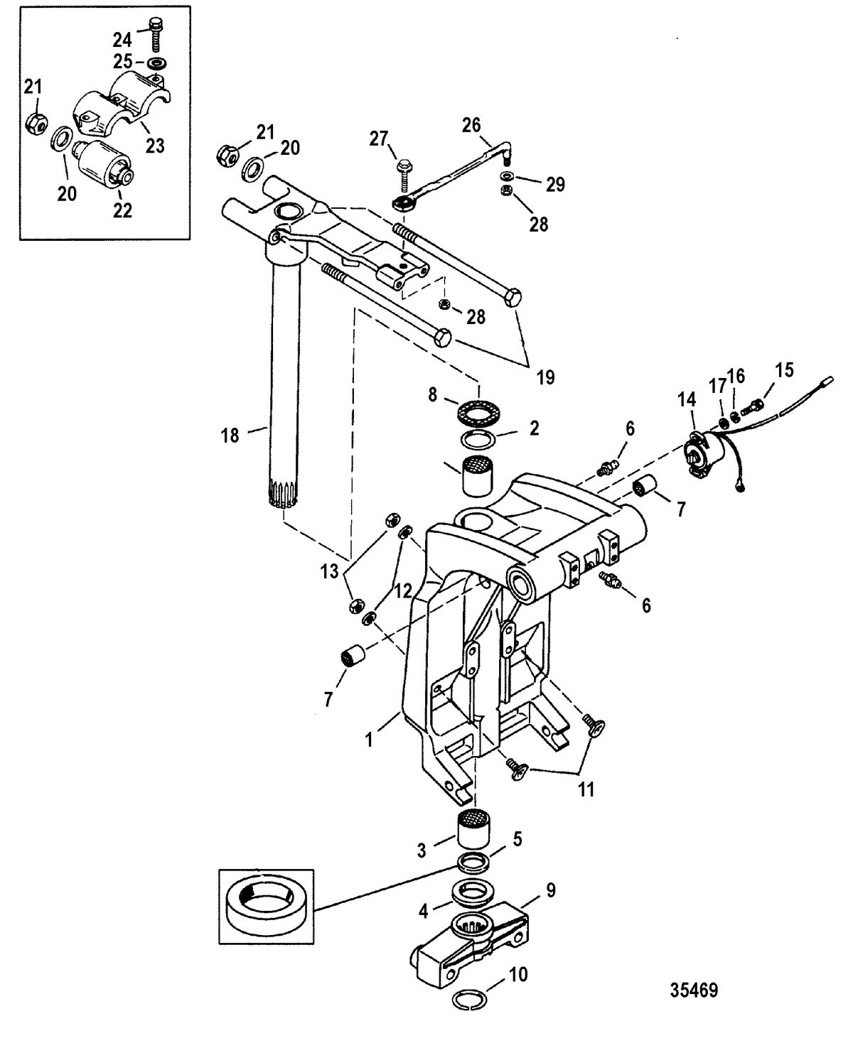 RACE OUTBOARD 300 PROMAX/SUPER MAGNUM (3.0L) Swivel Bracket, With Integral Trim