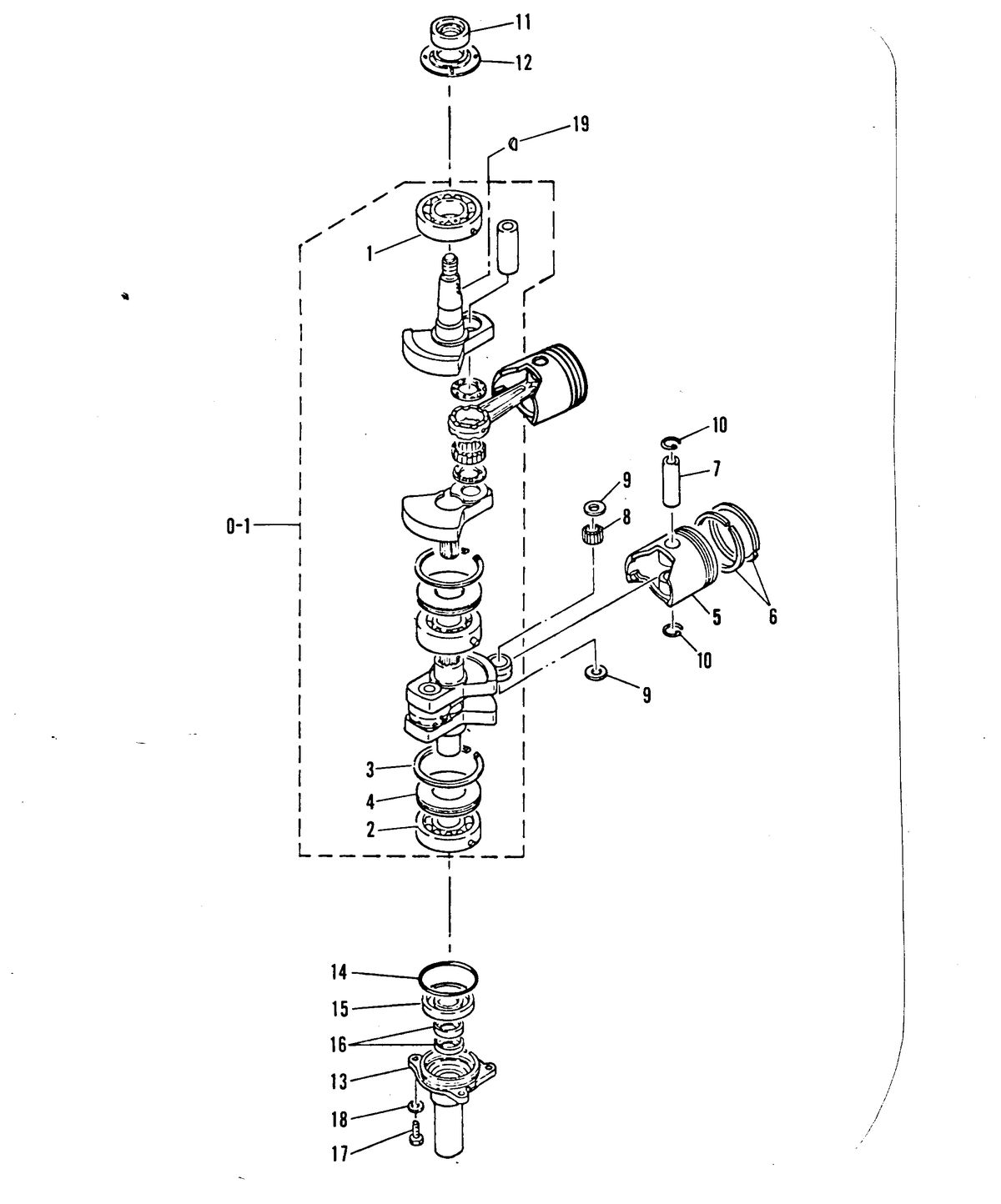 MERCURY/MARINER 15 H.P. W/MARATHON CRANKSHAFT AND PISTON