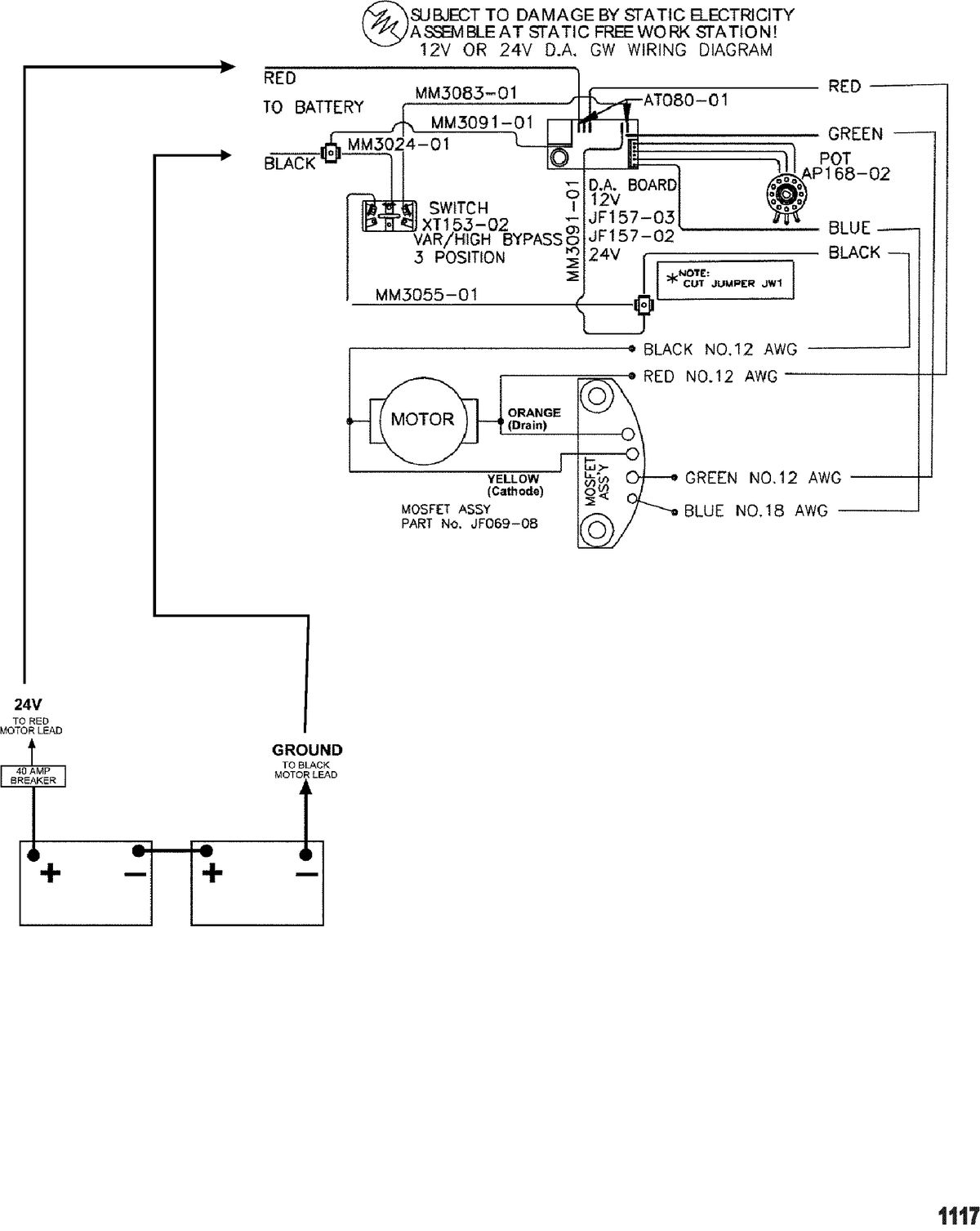 TROLLING MOTOR MOTORGUIDE GREAT WHITE SERIES Wire Diagram(Model GWB62V / GWT62V)