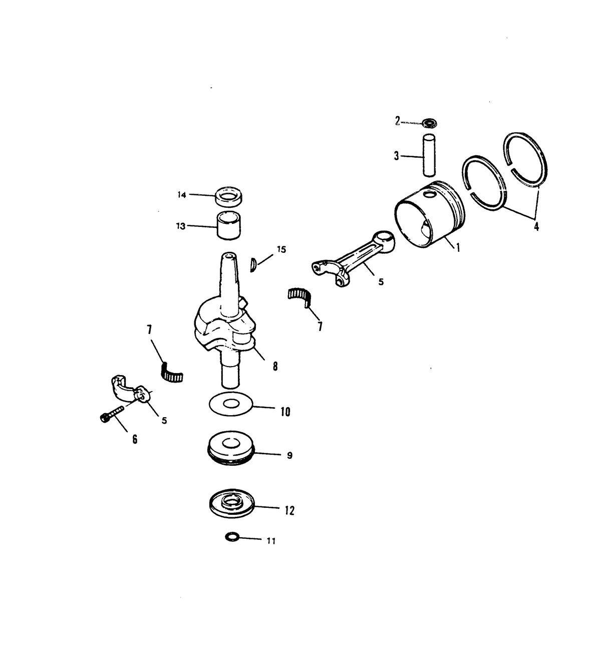 SEARS GAMEFISHER 5 H.P. CRANKSHAFT AND PISTON