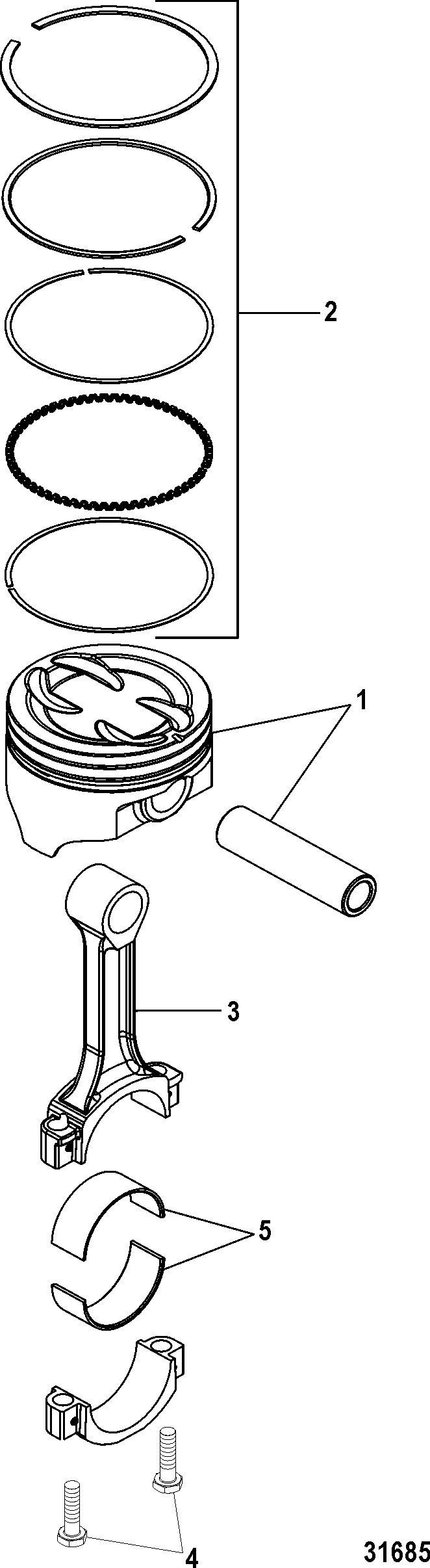 MERCRUISER 4.3L MPI ALPHA/BRAVO Pistons and Connecting Rods
