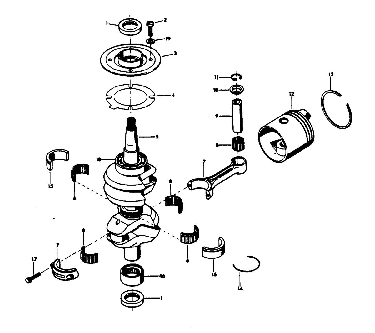 CHRYSLER 45 H.P. CRANKSHAFT AND PISTON GROUP