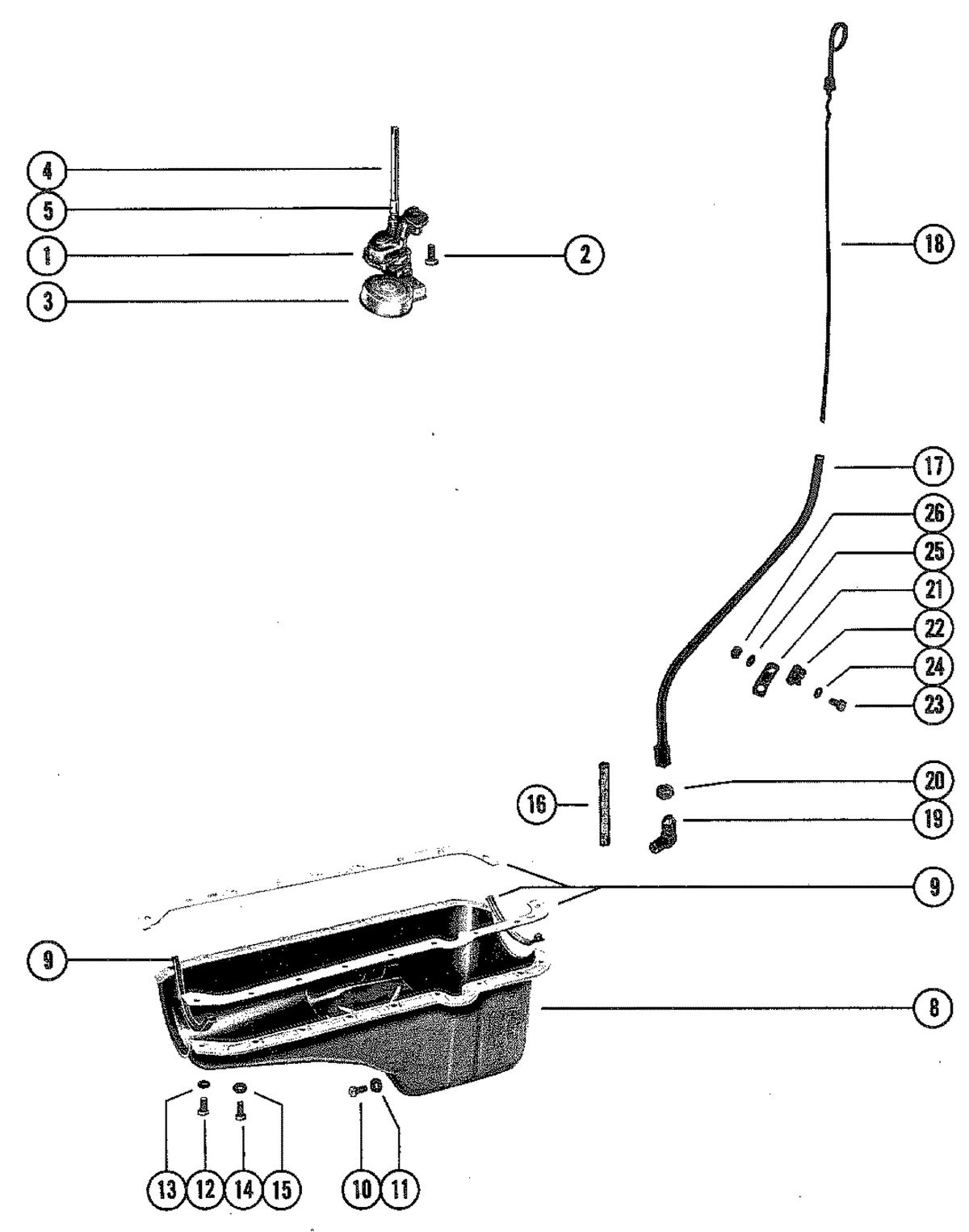 MERCRUISER 898 (STERN DRIVE) 198 (INBOARD) ENGINE OIL PAN AND OIL PUMP