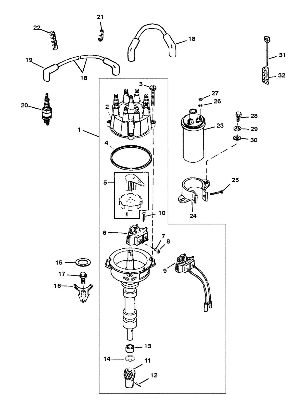 MERCRUISER 5.7L INBOARD ENGINE DISTRIBUTOR AND IGNITION COMPONENTS