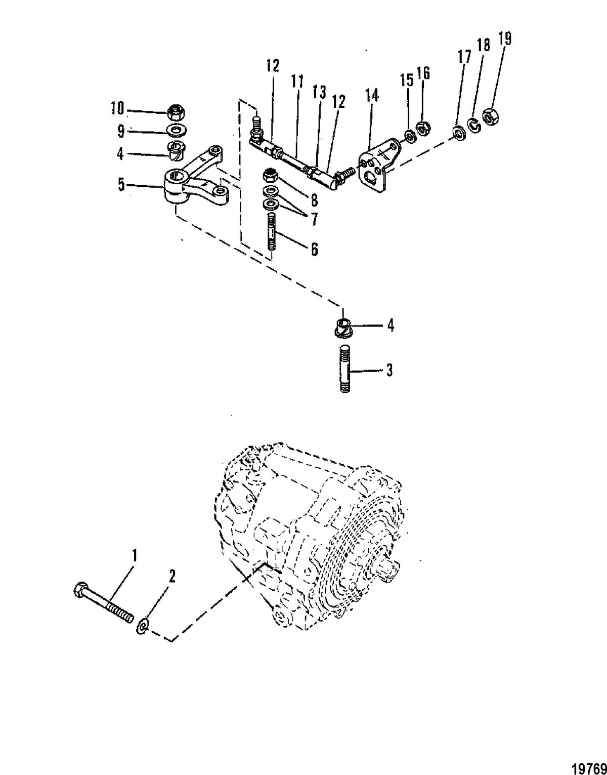 MERCRUISER 370/400/440/460 CYCLONE TRS ENGINE Transmission and Shift Linkage(S/N-5670317 & Up)