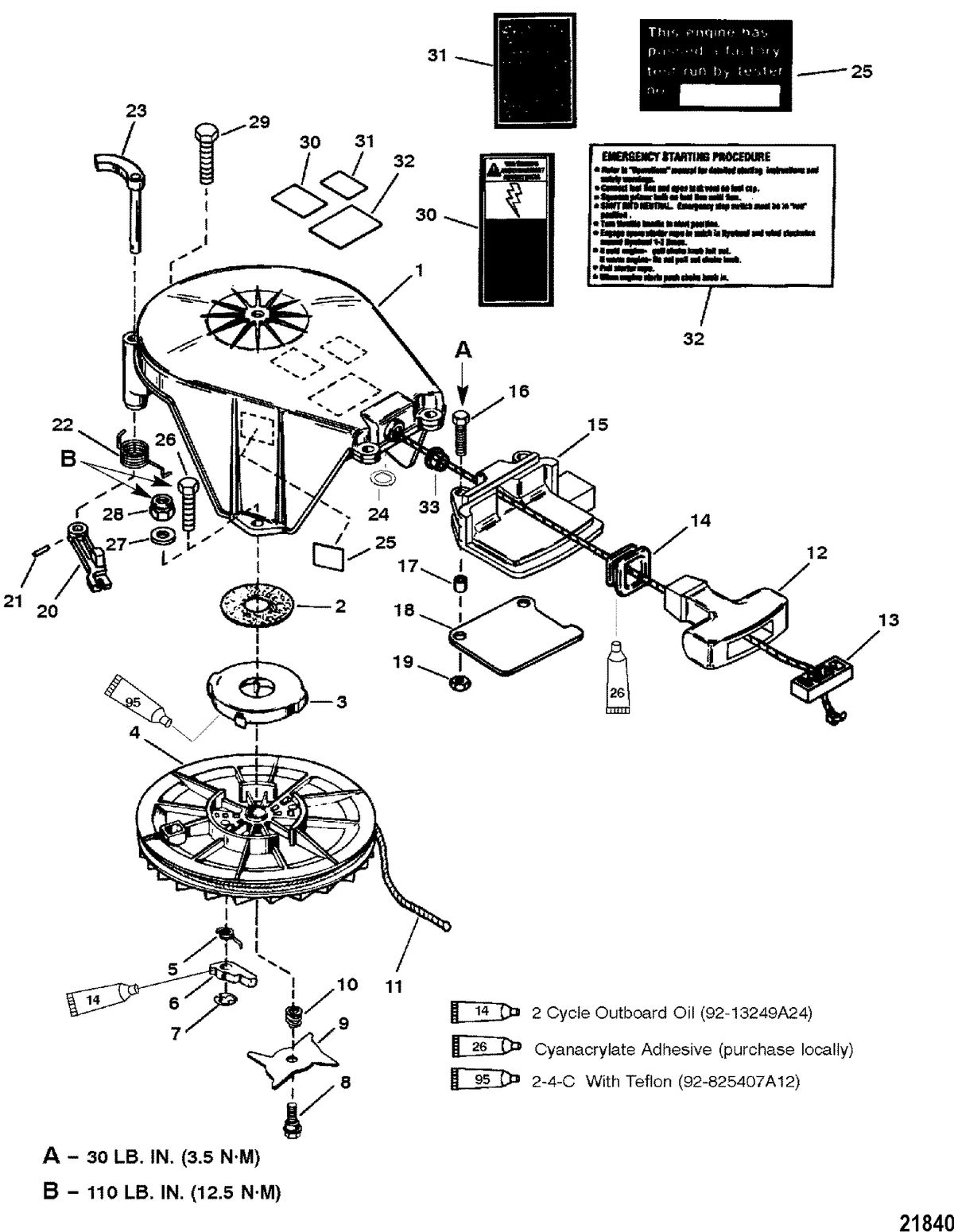 MERCURY/MARINER 20/25/JET 20/SUPER 15/15XD/25 SEAPRO/MARATHON 2 CYLINDER Starter Assembly(Manual)