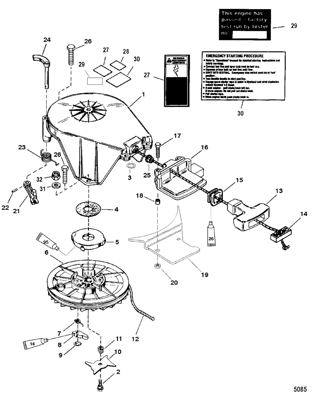 MERCURY/MARINER 20/25/JET 20 SEAPRO/MARATHON 15XD SUPER 15/JET 20) (2-STROKE) Starter Assembly(Manual)