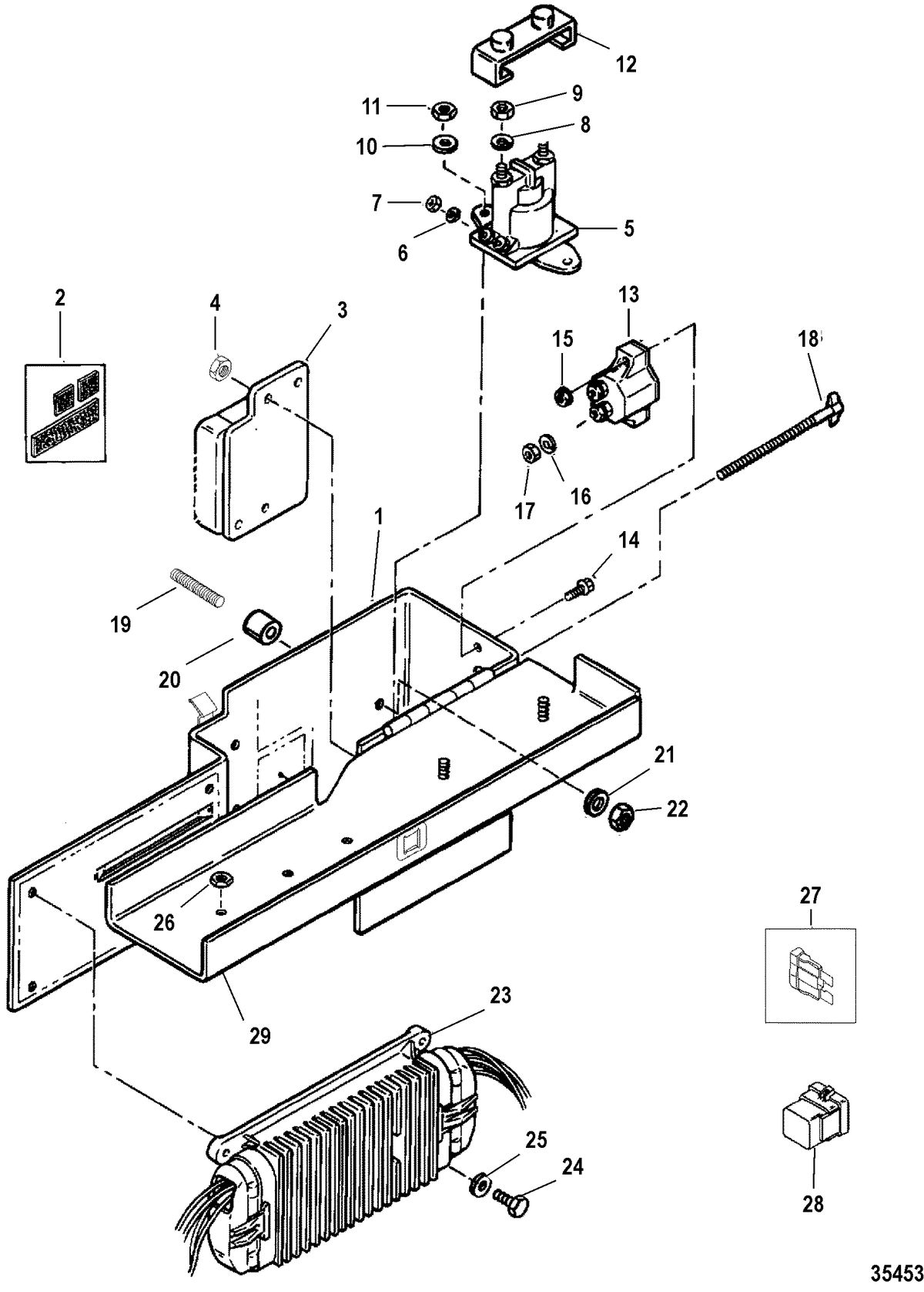 MERCRUISER 5.0L EFI ALPHA/BRAVO 5.7L EFI ALPHA/BRAVO (GEN +) ENGINE ELECTRICAL BOX AND COMPONENTS