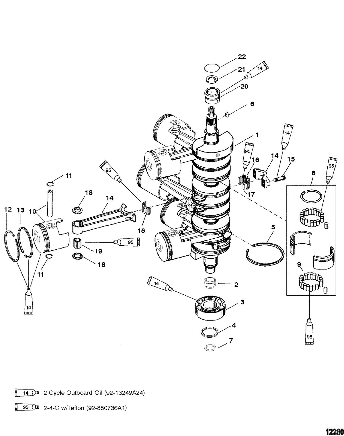 MERCURY/MARINER 200/225 (3.0L DFI) Crankshaft, Pistons And Connecting Rods