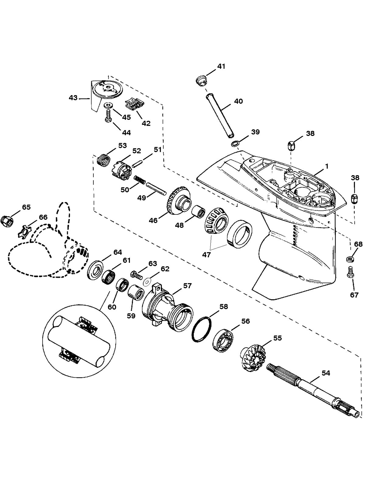 FORCE 40/50 H.P. GEAR HOUSING ASSEMBLY (PROPELLER SHAFT)