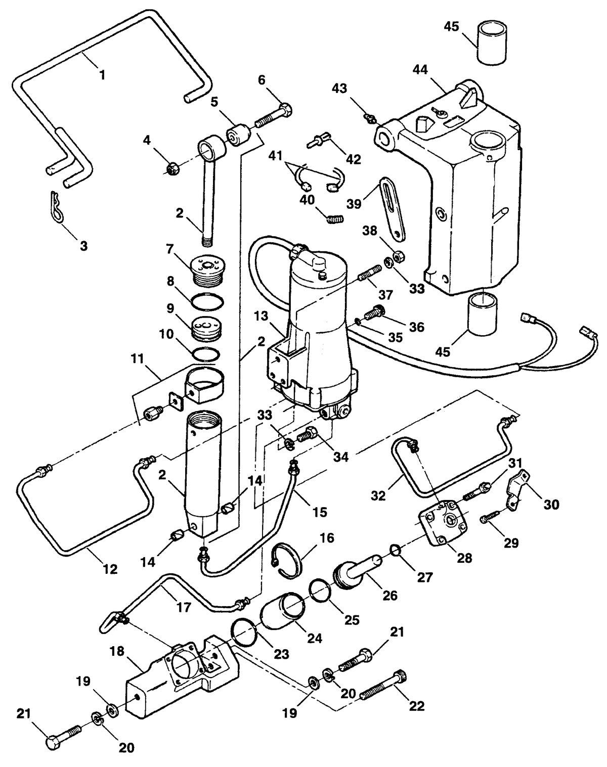 FORCE FORCE TRIM & TILT MODELS 35 THRU 75 HP TRIM & TILT ASSEMBLY (F5H219)