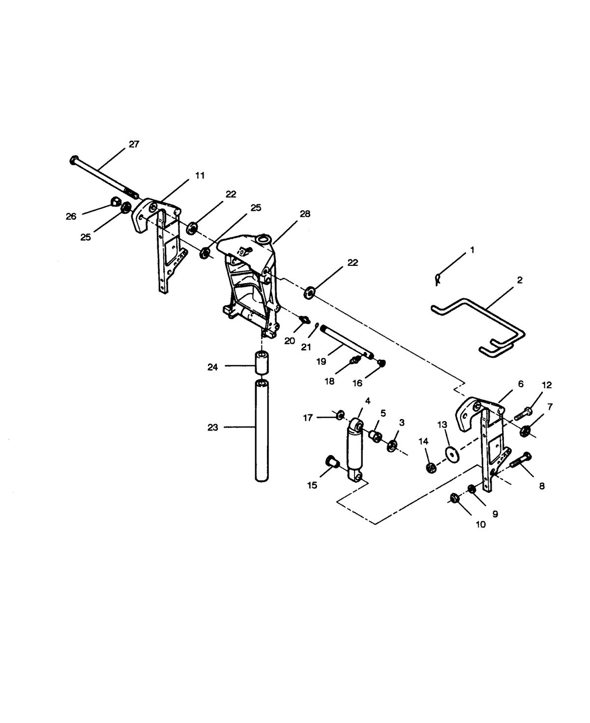 FORCE FORCE 1989 85 H.P. "B" MODELS SWIVEL BRACKET AND STERN BRACKETS MODELS WITH POWER TRIM