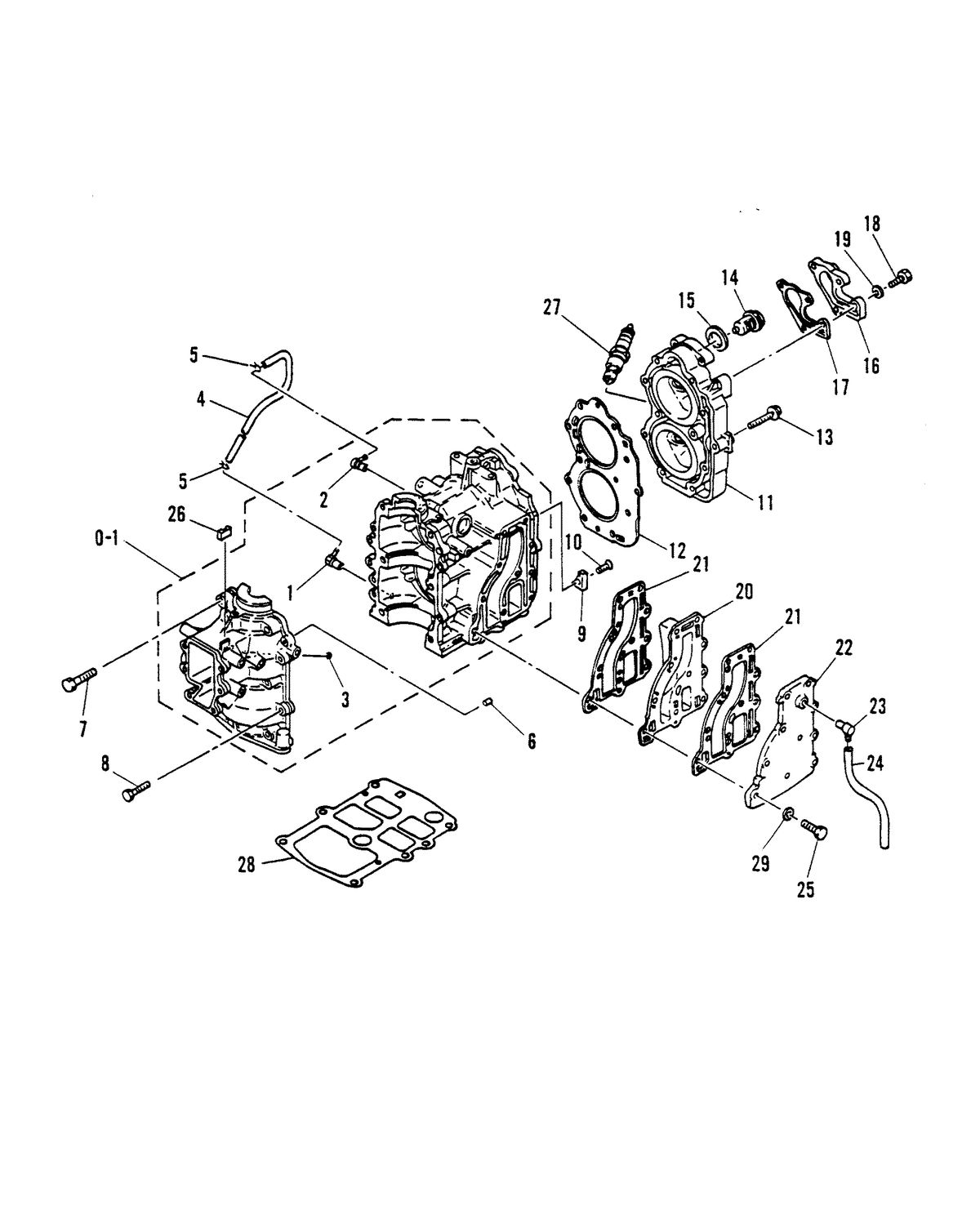 MARINER 15 HP CRANKCASE AND CYLINDER HEAD