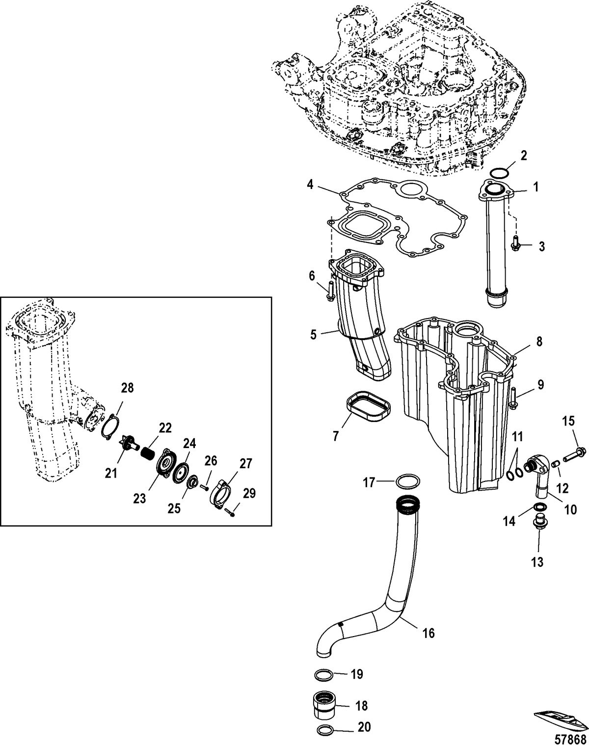 MERCURY/MARINER 200/225/250/275/300  VERADO (4-STROKE)(6 CYLINDER) Adaptor Plate-Lower