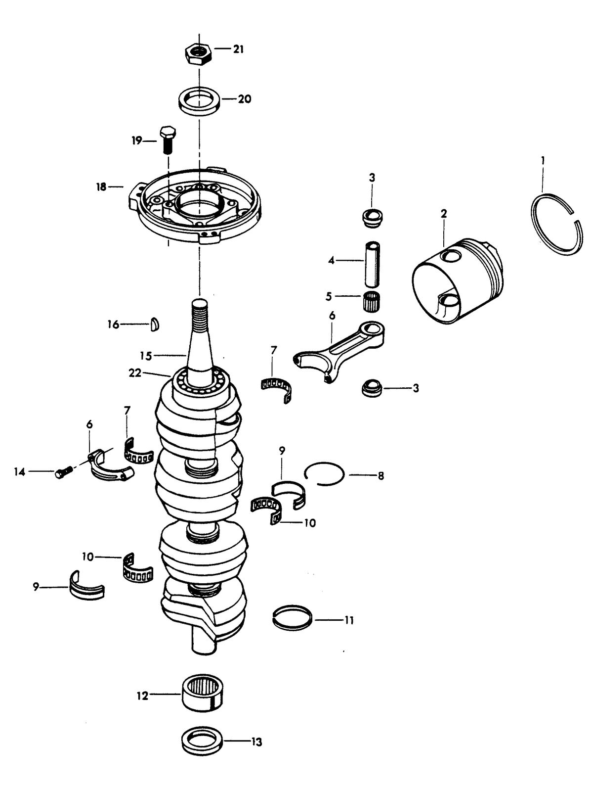 CHRYSLER 105/120/135 H.P. CRANKSHAFT AND PISTON GROUP
