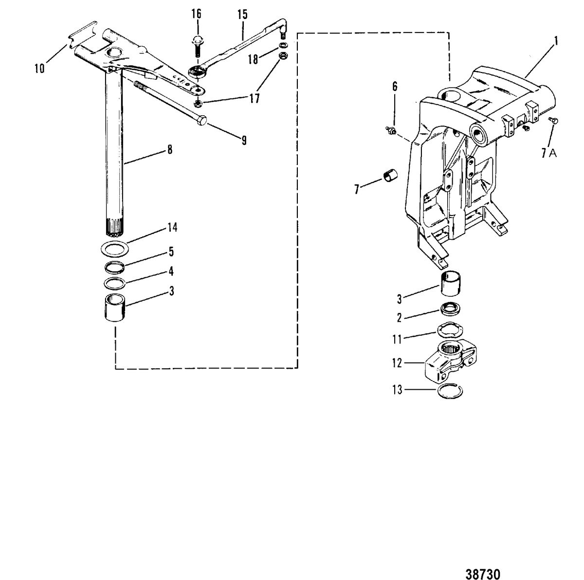 MERCURY 35 HP SWIVEL BRACKET(POWER TRIM)(0C159199 AND BELOW)
