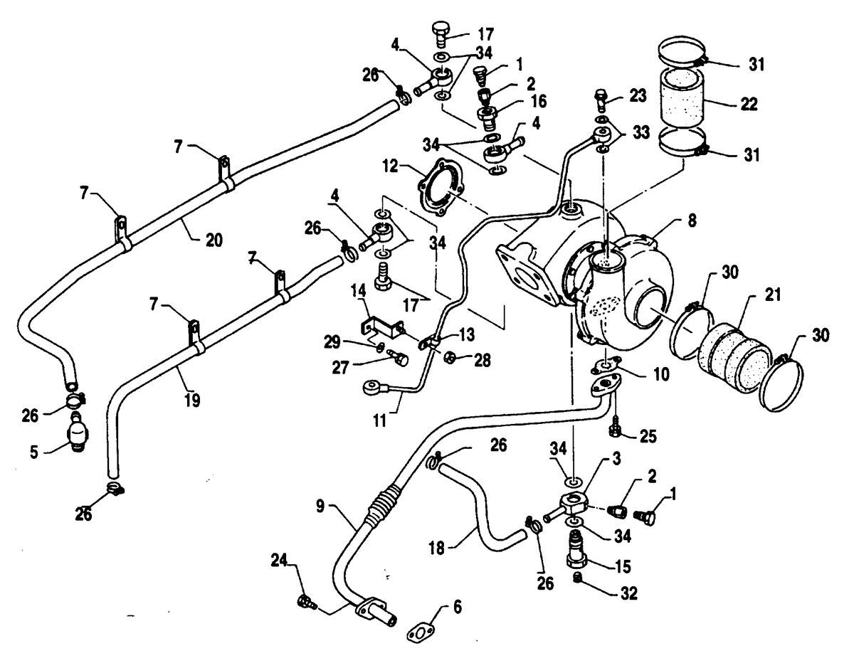MERCRUISER HINO DIESEL 150 H.P. TURBOCHARGER SYSTEM (STYLE II)