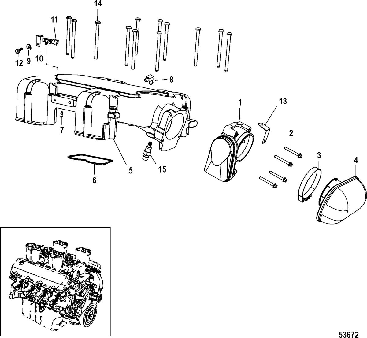 RACE STERNDRIVE 520 HP Intake Plenum and Throttle Body, Digital Throttle-Shift