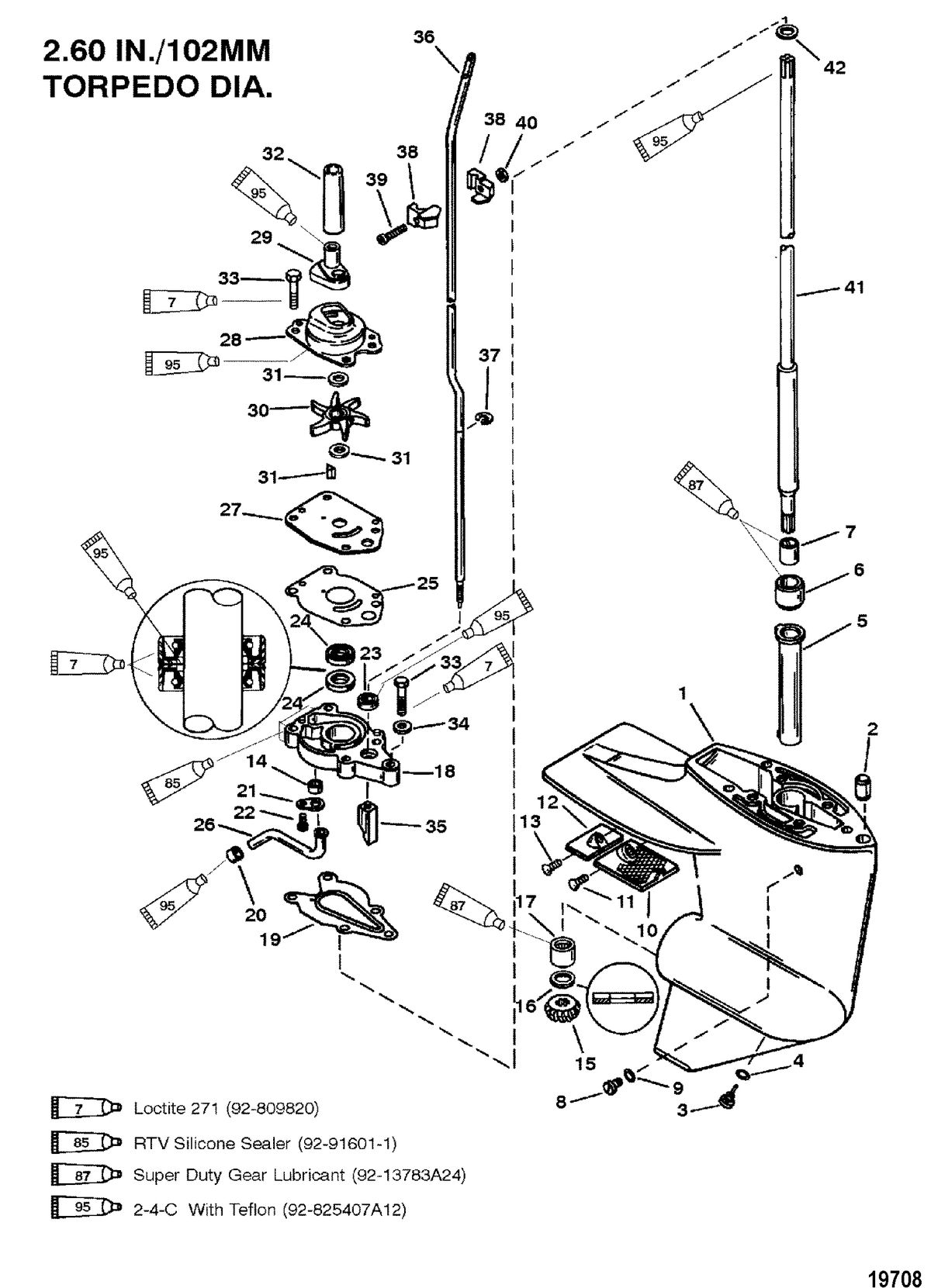 MERCURY/MARINER 6/8/SAILMATE 9.9/SAILPOWER 15 H.P. Gear Housing(Driveshaft)(2.00:1 Gear Ratio)