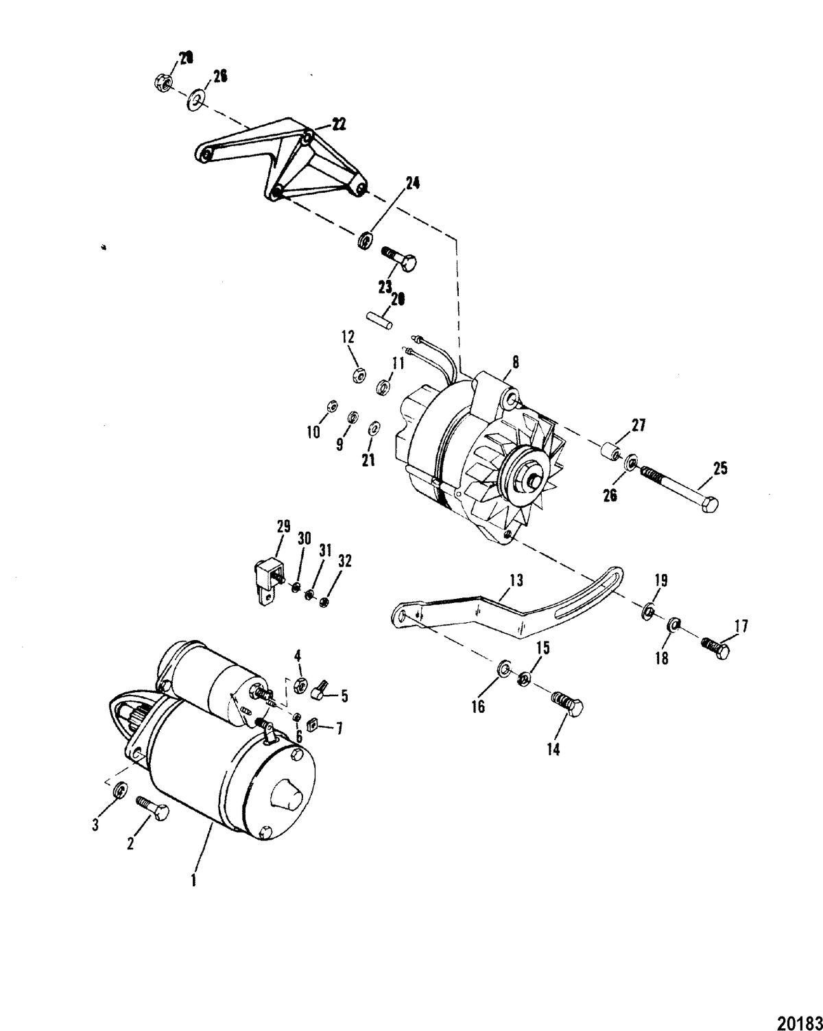 MERCRUISER 330 H.P. ENGINE W/BORG WARNER Starter and Alternator