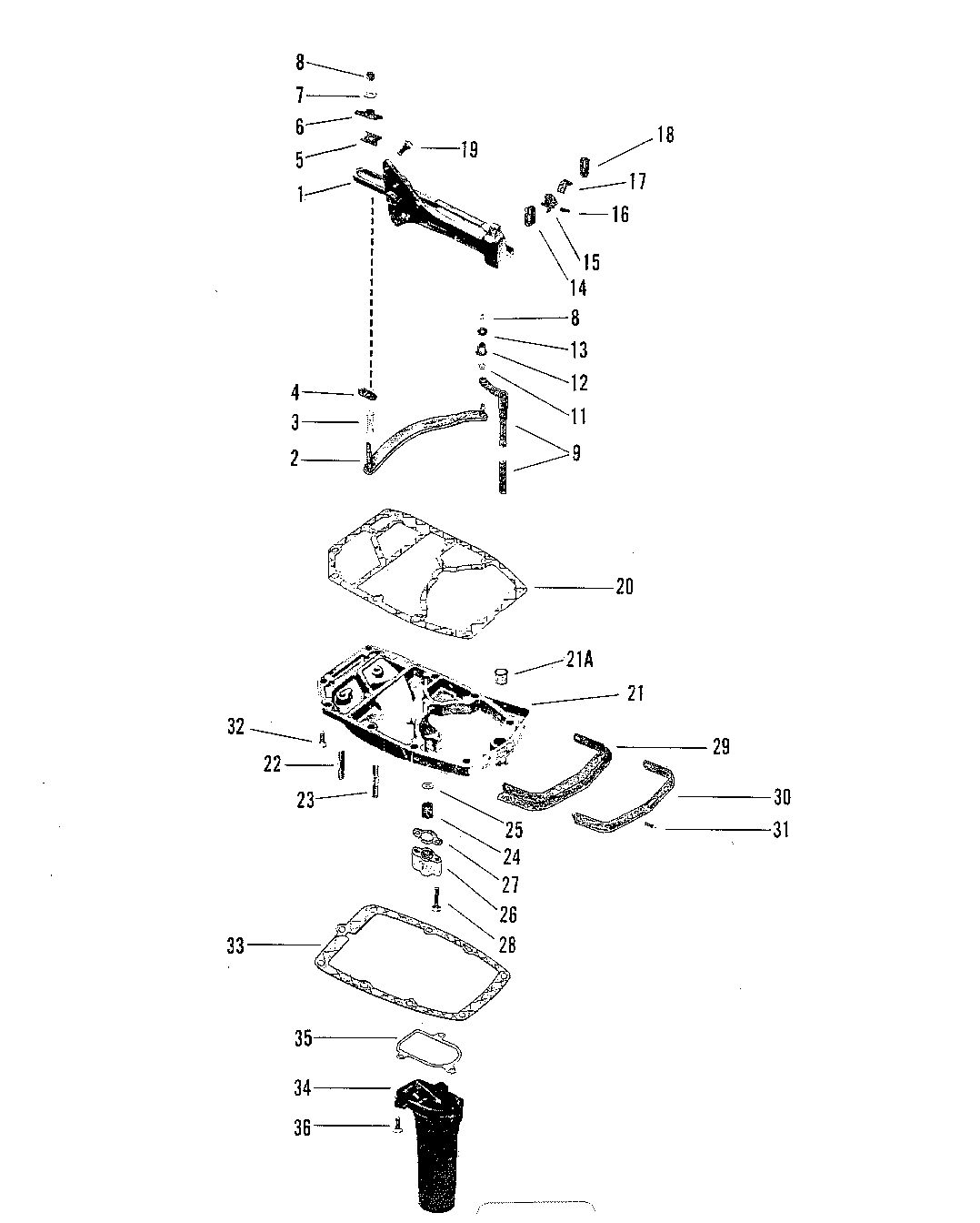 MARINER MARINER 70 SHIFT LINKAGE AND EXHAUST PLATE