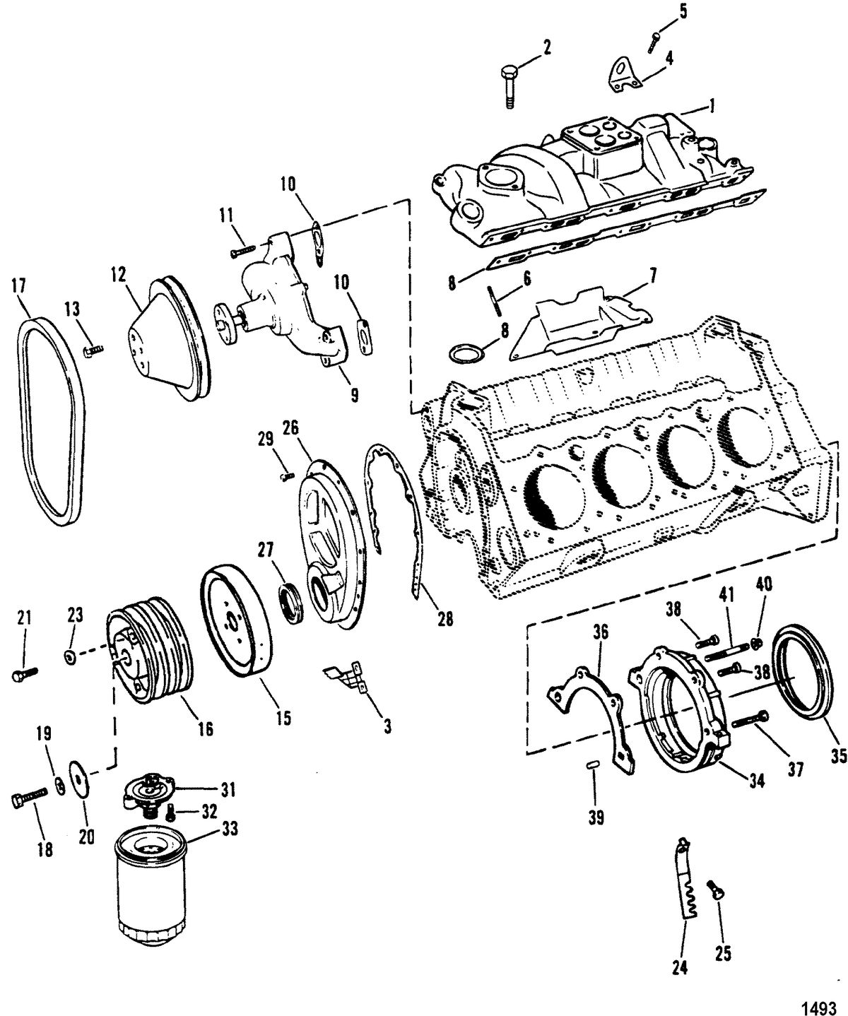 MERCRUISER 5.7L COMPETITION SKI ENGINE Intake Manifold & Front Cover(Design II) Cast