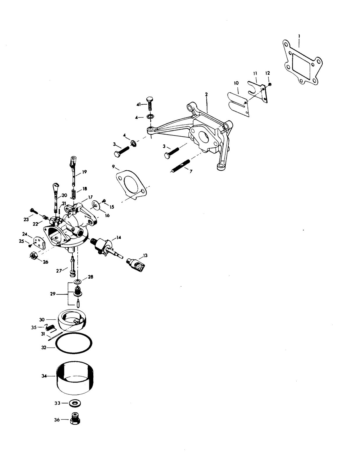 CHRYSLER 4 H.P. CARBURETOR AND REED PLATE