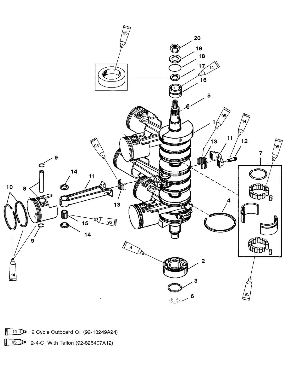 MERCURY/MARINER 200 DFI 3.0L CRANKSHAFT - PISTONS - AND CONNECTING RODS