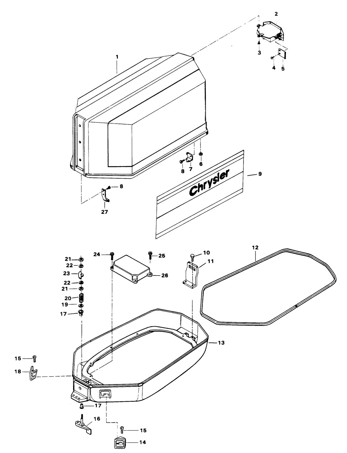 CHRYSLER 50 H.P. ENGINE COVER AND SUPPORT PLATE