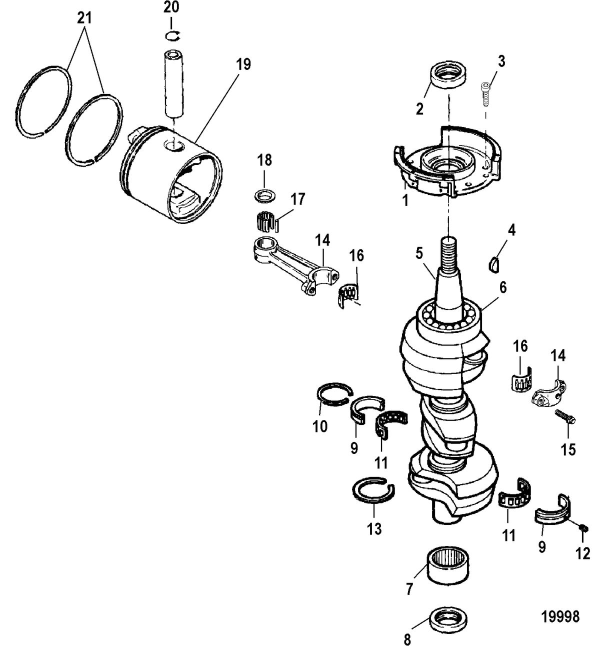 FORCE FORCE 75/90 Crankshaft, Pistons and Connecting Rods