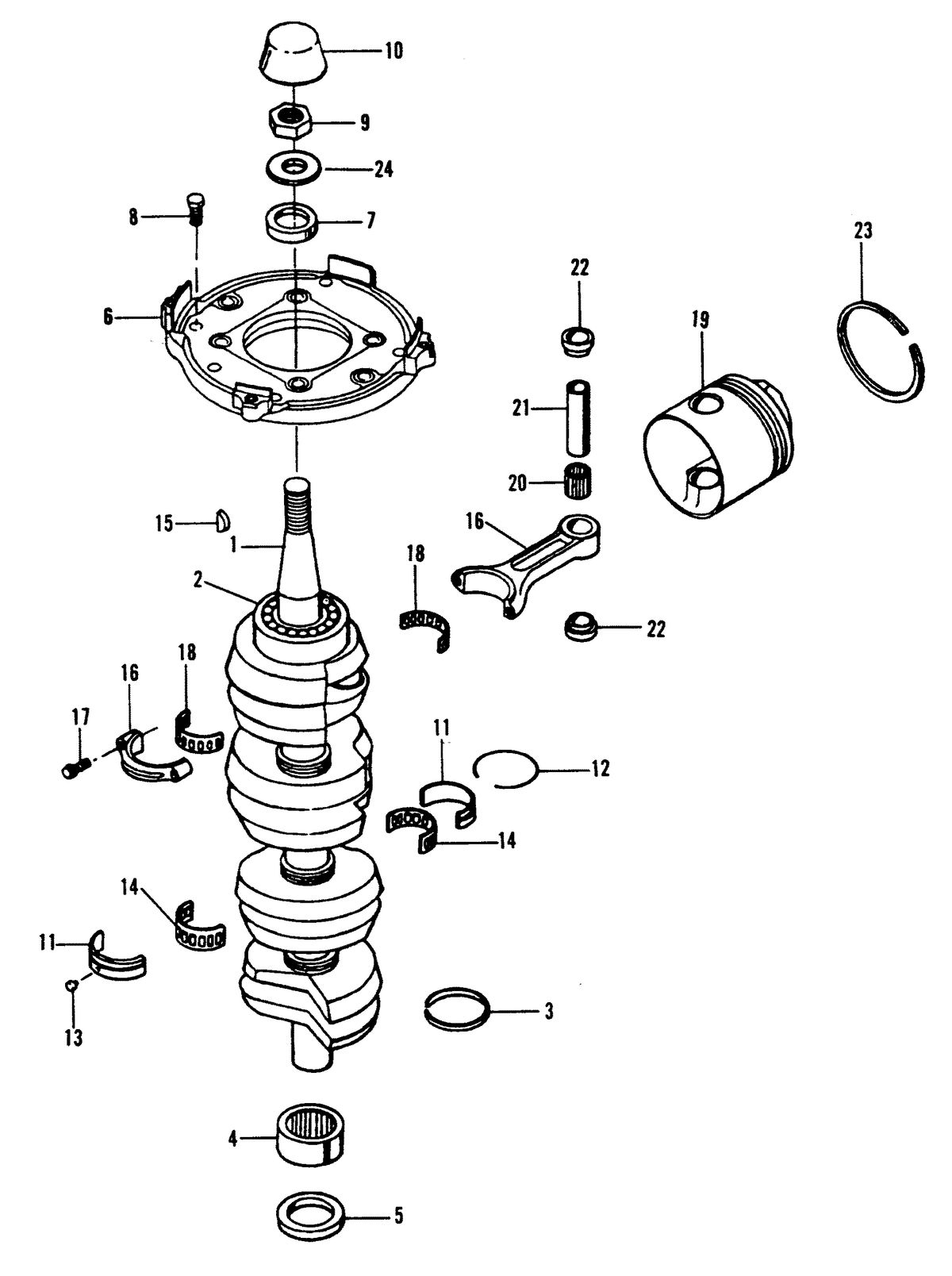 FORCE 120 H.P. CRANKSHAFT AND PISTON
