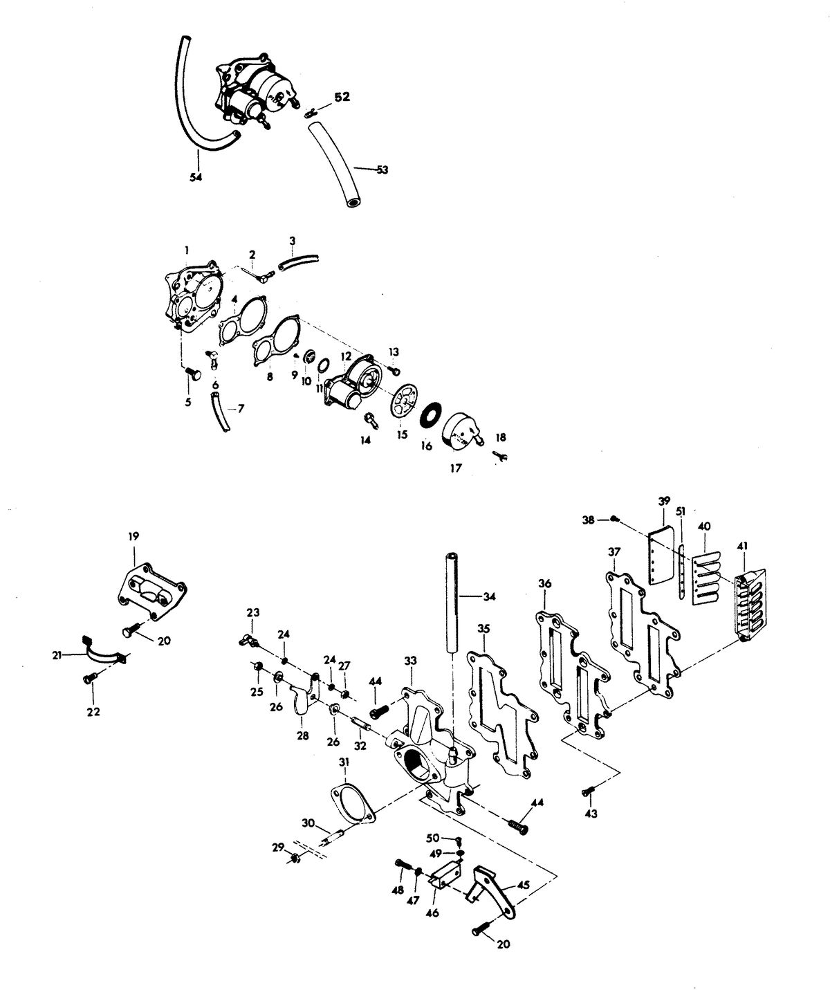 CHRYSLER 140 H.P. FUEL PUMP AND REED PLATE