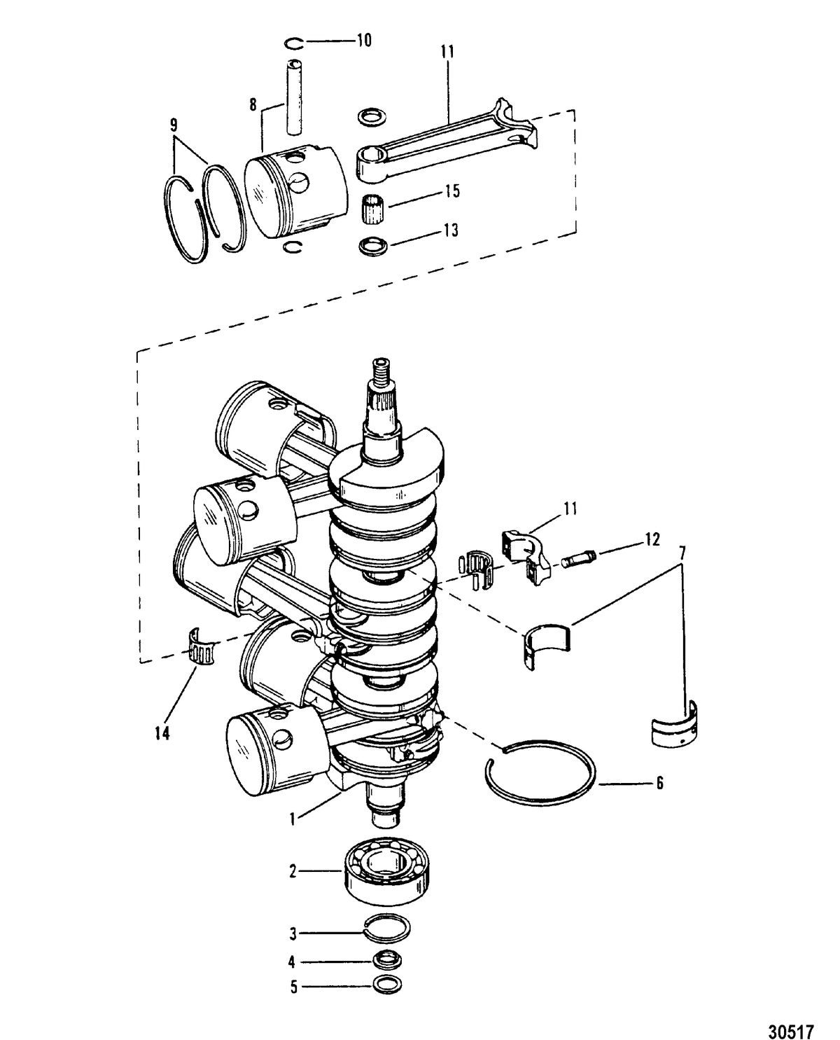 RACE OUTBOARD SST 120 S2000 CARB CRANKSHAFT, PISTONS AND CONNECTING RODS