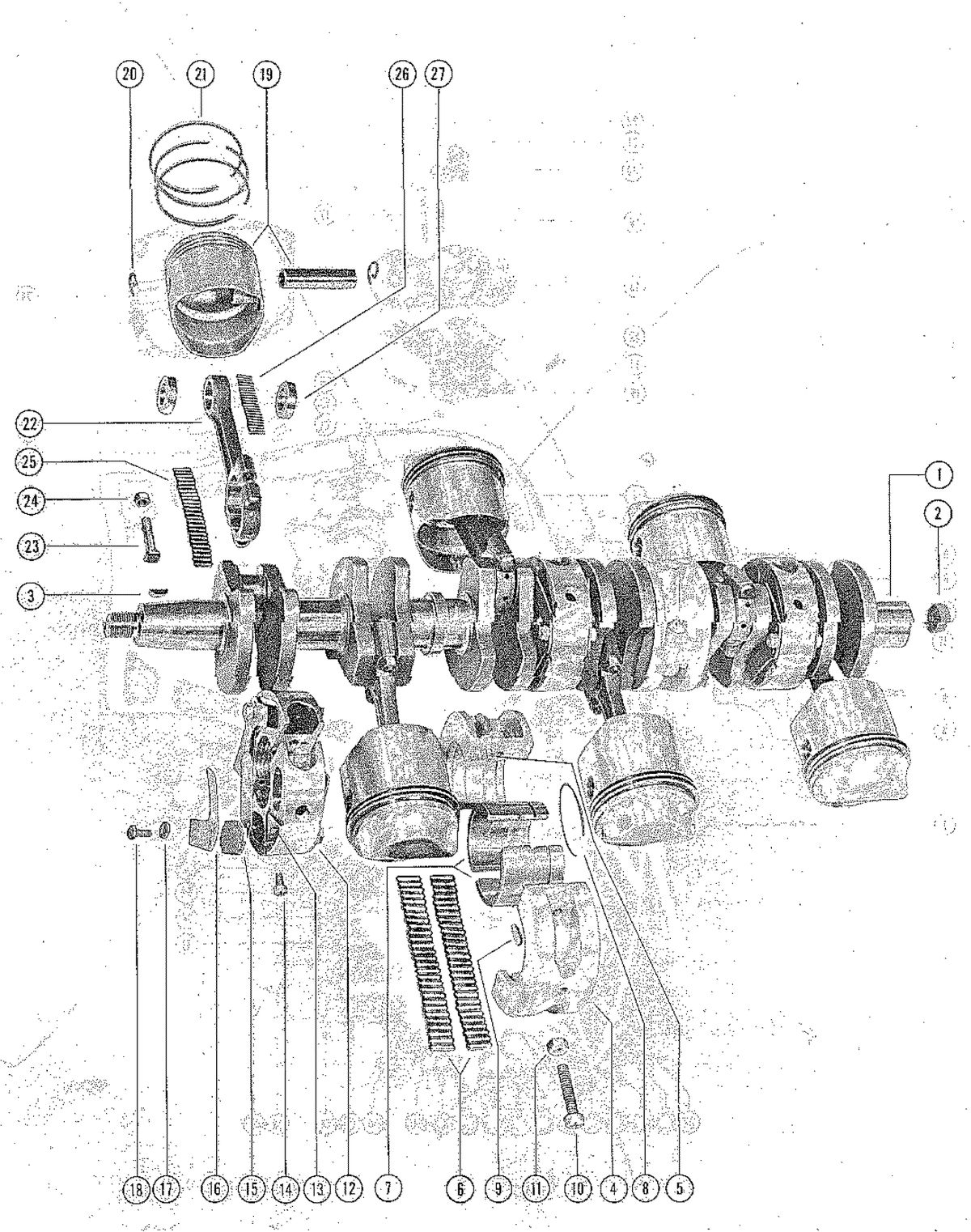 MERCURY MERC 600, 600 EL CRANKSHAFT,PISTONS AND CONNECTING RODS