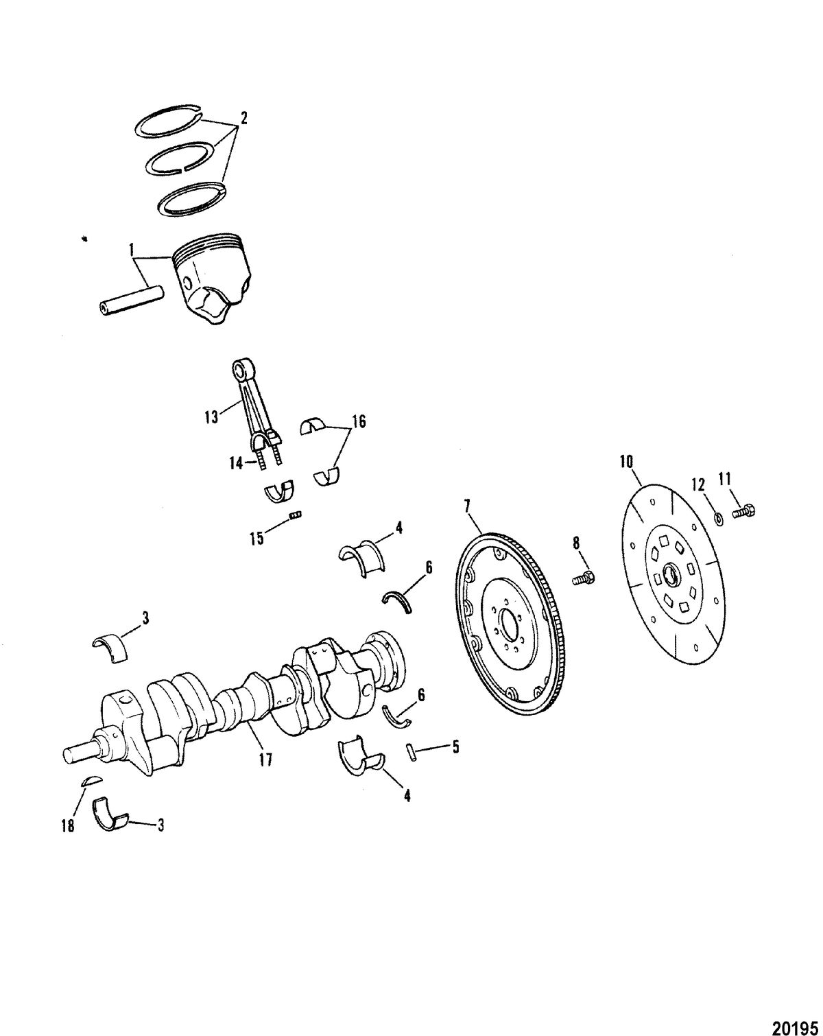 MERCRUISER 330 H.P. ENGINE W/BORG WARNER Crankshaft, Pistons and Connecting Rods