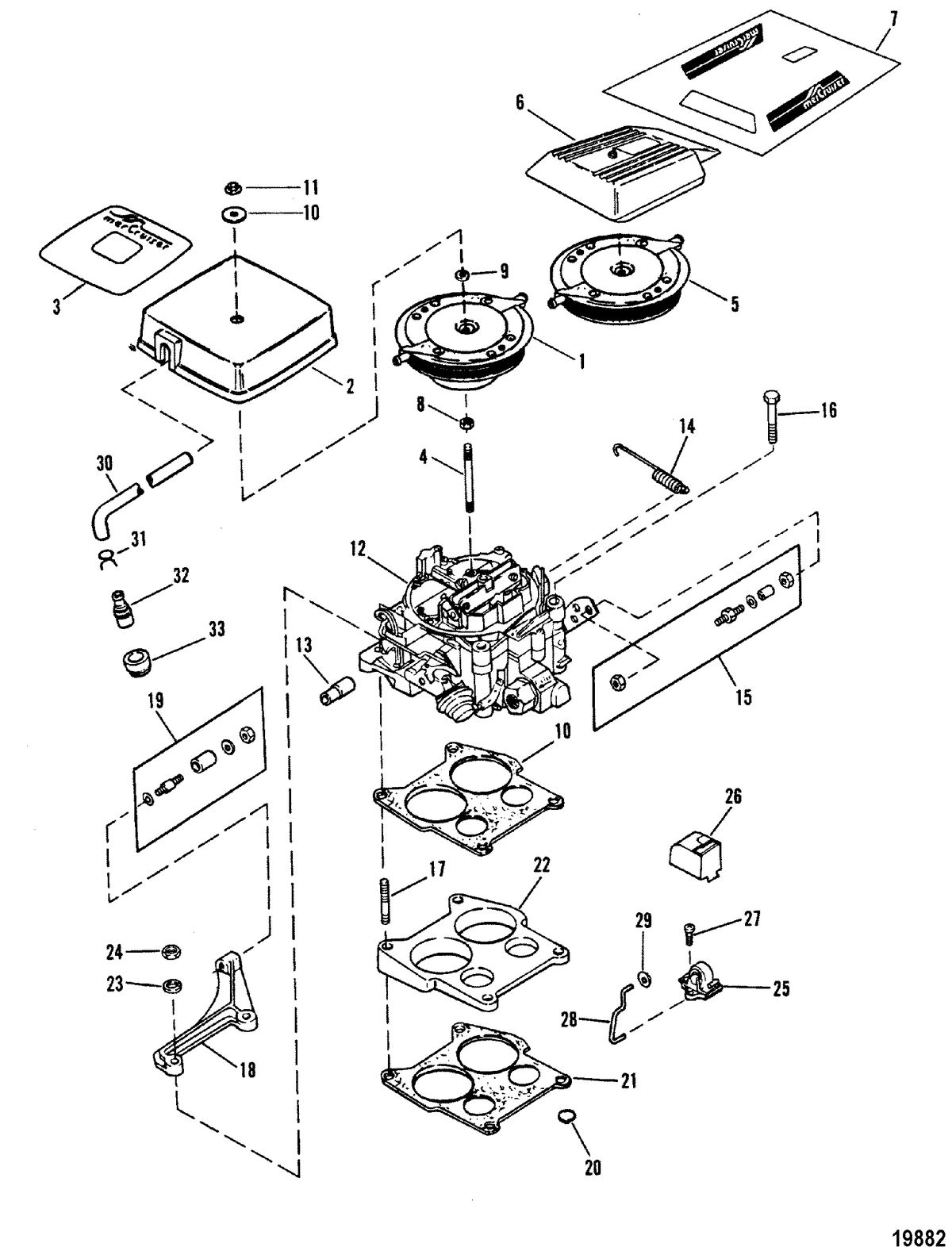 MERCRUISER 230 HP/5.0L 260 HP/5.7L ENGINE Carburetor and Linkage